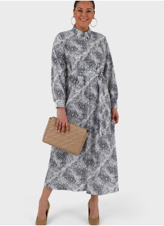 Buy Tie Detail Printed Dress in UAE