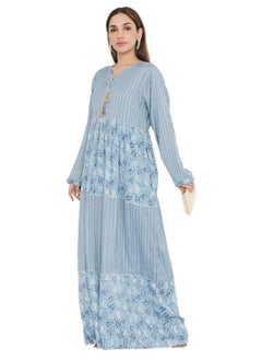 Buy LONG VISCOSE PRINTED FRONT TIE ARABIC KAFTAN JALABIYA FARASHA DRESSES in Saudi Arabia