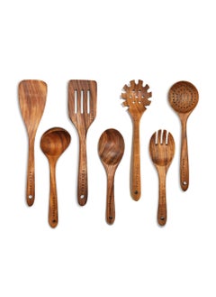 Buy Wooden Spoons for Cooking,7Pcs Wooden Utensils for Cooking ,Wooden Spatula for Cooking in Saudi Arabia