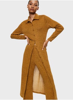 Buy Ribbed Button Detail Longline Cardigan in Saudi Arabia