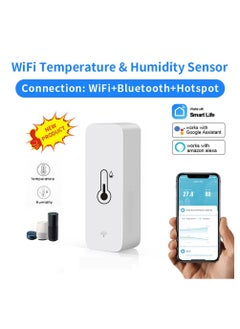 Buy UanTii Smart Temperature Humidity Sensor Tuya WIFI Indoor Thermometer APP Remote Monitor Works With Alexa and Google Assistant in Saudi Arabia