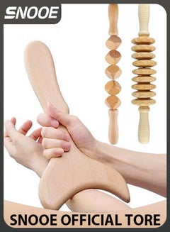 Buy Wood Therapy Massage Tools, 3 pcs set for Wooden Lymphatic Drainage Tool, Anti Cellulite Massage Set, Roller Lymphatic Drainage Tool, Body Sculpting Tool in Saudi Arabia