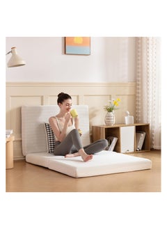 اشتري Comfy Folding White Knitted Fabric 180 X 90 X 10Cm Medicated Portable Mattress في الامارات