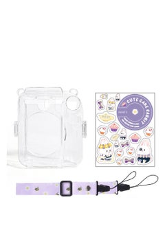 Buy 3 Pack Clear Camera Case Compatible with Fujifilm Instax Mini 12 Instant Camera, Mini 12 Hard Case with Photo Pocket Holds on Back and Adjustable Shoulder Strap & Cute Camera Sticker in Saudi Arabia