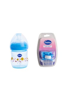 Buy Bubbles Set Natural Baby Bottle 1m 150ml Blue+ Pacifier With Chain Blue in Egypt