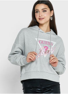 Buy Drawstring Detail Printed Hoodie in UAE