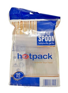 Buy Hotpack Plastic Clear Spoon 50-Pieces in UAE
