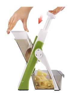 Buy Safe Mandoline Slicer, Multi Vegetable Cutter, Potato Slicer for Kitchen, 4 Modes, Over 100 Pre-sets, Adjustable Thickness, French Fries Cutter (5 in 1 Green) in Egypt