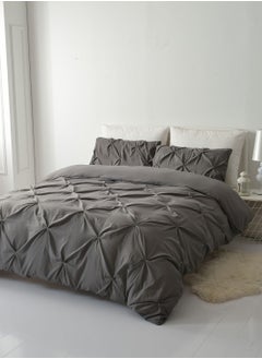 Buy Grey Patterned King Bedding Set 220X240Cm in UAE