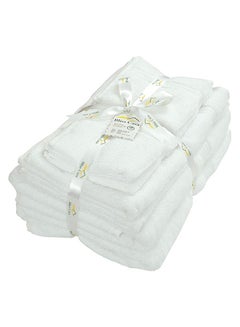 Buy Comfy 8 Piece White Highly Absorbent Combed Cotton 600Gsm Hotel Quality Towel Set in UAE