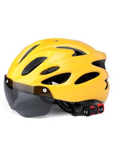 اشتري Adult bicycle helmet with detachable magnetic goggles, road and mountain riding protective helmet, adjustable size,unisex，yellow في السعودية