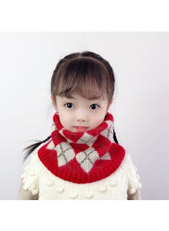 اشتري Kids Winter Knit Scarf Plaid Warm Neck Gaitergenerous diamond lattice red generous diamond lattice red في الامارات