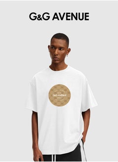 Buy Heavy cotton fabric Men's Men's Oversized trendy new version T-shirt, classic heavyweight cotton round neck white T-shirt, loose fit, 1-piece set in UAE