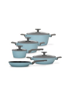 اشتري Cookware Set VELIA 9 pcs Casserole with Lid 20cm, 24cm, 28cm , Saucepan 16cm, Frying Brown 26cm في الامارات