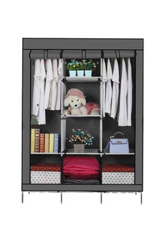 Buy Portable Wardrobe Clothes Hanger for Bedroom Large Space Multi-Grid Hanger Dust Proof and Durable Easy Assemble 170X45X128 CM Grey in UAE