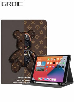 Buy Cute Cartoon Bear iPad 10th Generation 10.9 Inch Case with Pencil Holder, Support Auto Sleep/Wake, PU Leather Tablet Case Shell,Soft TPU Back Cover Protective Stand Case for iPad 10th 10.9 Inch 2022 in UAE