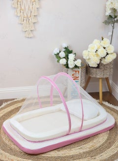 Buy Newborn Sponge Mosquito Net Mattress Ultra Soft And Breathable White/Pink 80×50cm in UAE