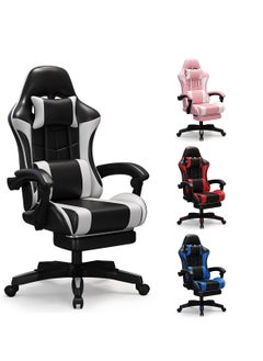 Buy Gaming Chair, Office Chair High Back Computer Chair with Footrest Leather Desk Chair Racing Executive Ergonomic Adjustable Swivel Task Chair with Headrest and Lumbar Support in Saudi Arabia