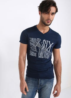 Buy Round Neck T-Shirt Dark Blue in UAE