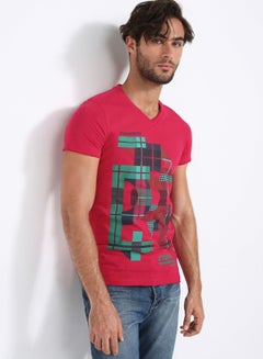 Buy V-Neck T-Shirt Red in UAE