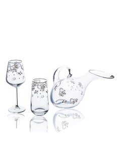 اشتري 25-Piece Set With Karafe, Wine Goblet & Juice Tumbler شفاف/الذهب في الامارات