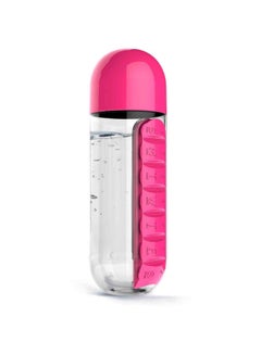 Buy Water Bottle With Built-In Pill Box Pink 600ml in UAE