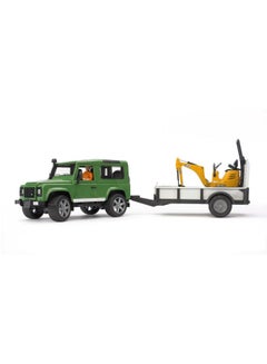 Buy Land Rover Defender Axle Trailer And JCB Micro Excavator Construction Worker Multicolour 60.8x16.6x15.3cm in UAE