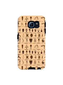 Buy Premium Dual Layer Tough Case Cover Gloss Finish for Samsung Galaxy S6 Edge Tribal Hieroglyphics in UAE