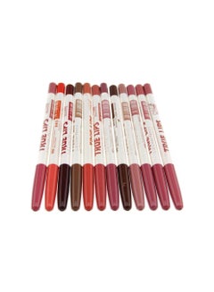 Buy Set Of 12 Lip Liner Pencils Makeup Cosmetics Red/Brown/Orange in UAE