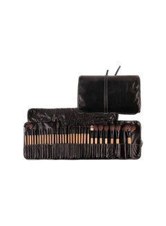 Buy 32-Piece Print Logo Makeup Brushes Black in UAE