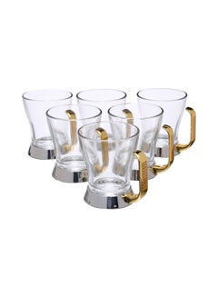 Buy 6-Piece Glitter Tea Mug Set Gold in UAE