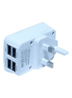 Buy 4-Port USB to Mains AC Wall Charger Adapter Plug White in Saudi Arabia
