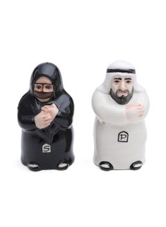 Buy Arab Man And Woman Salt And Pepper Shaker Black/White in UAE