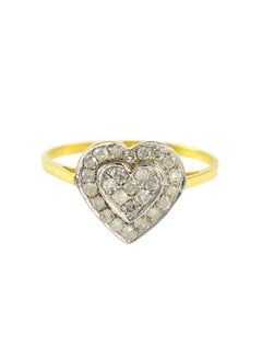 Buy 10K Yellow And Gold 0.26CT Genuine Full Diamonds Heart Ring in UAE