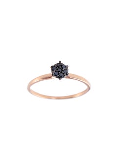 Buy 18K Solid Black And Yellow Gold 0.07Cts Genuine Black Diamonds Solitaire Ring in UAE