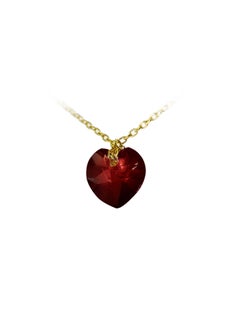 Buy 18K Yellow Gold 7mm Heart Cut Genuine Garnet Necklace in UAE