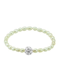 Buy Crystal Ball & Pearls Strand Elastic Bracelet in UAE