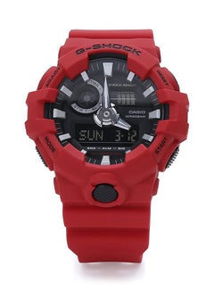 Buy Men's Round Shape Rubber Strap Analog & Digital Wrist Watch - Red - GA-700-4ADR in UAE