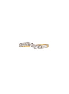 Buy 18K And Yellow Gold 0.10Cts Genuine Diamonds Twisted Eternity Band Ring in UAE