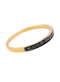 Buy 18K Solid Black And Yellow Gold 0.10Cts Genuine Black Diamonds Eternity Band Ring in UAE