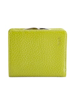 Buy Pebbled Leather Kisslock Wallet Green in UAE