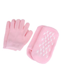 Buy Moisturising Silicone Gel Gloves And Socks Set Pink in Saudi Arabia