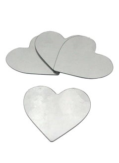 Buy 4-Piece Heart Peel And Stick Mirror Silver 15.7x14.2x0.8cm in UAE