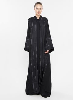 Buy Casual Vertical Drop Print Abaya Black in UAE
