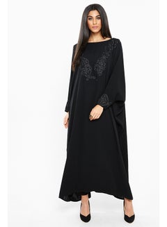 Buy Embroidery Detailing Abaya Black in UAE