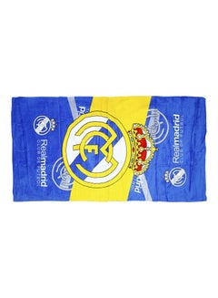 Buy Real Madrid FC Bath and Beach Towel Blue/Yellow in Saudi Arabia