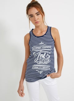 Buy Sleeveless Stripes Top Navy/White in UAE