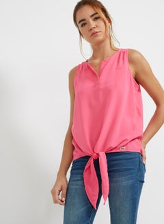 Buy Sleeveless Knotted Top Pink in UAE