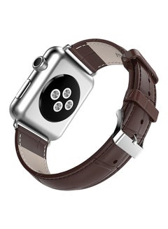 Buy Crocodile Skin Leather Wristband Strap For Apple Watch 38mm Brown in UAE