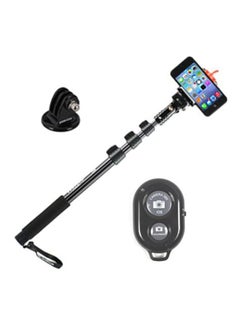 Buy Extra Long Extendable Self Portrait Selfie Handheld Stick Monopod With Wireless remote And Tripod Mount Adapter For Smartphone And GoPro Black in UAE